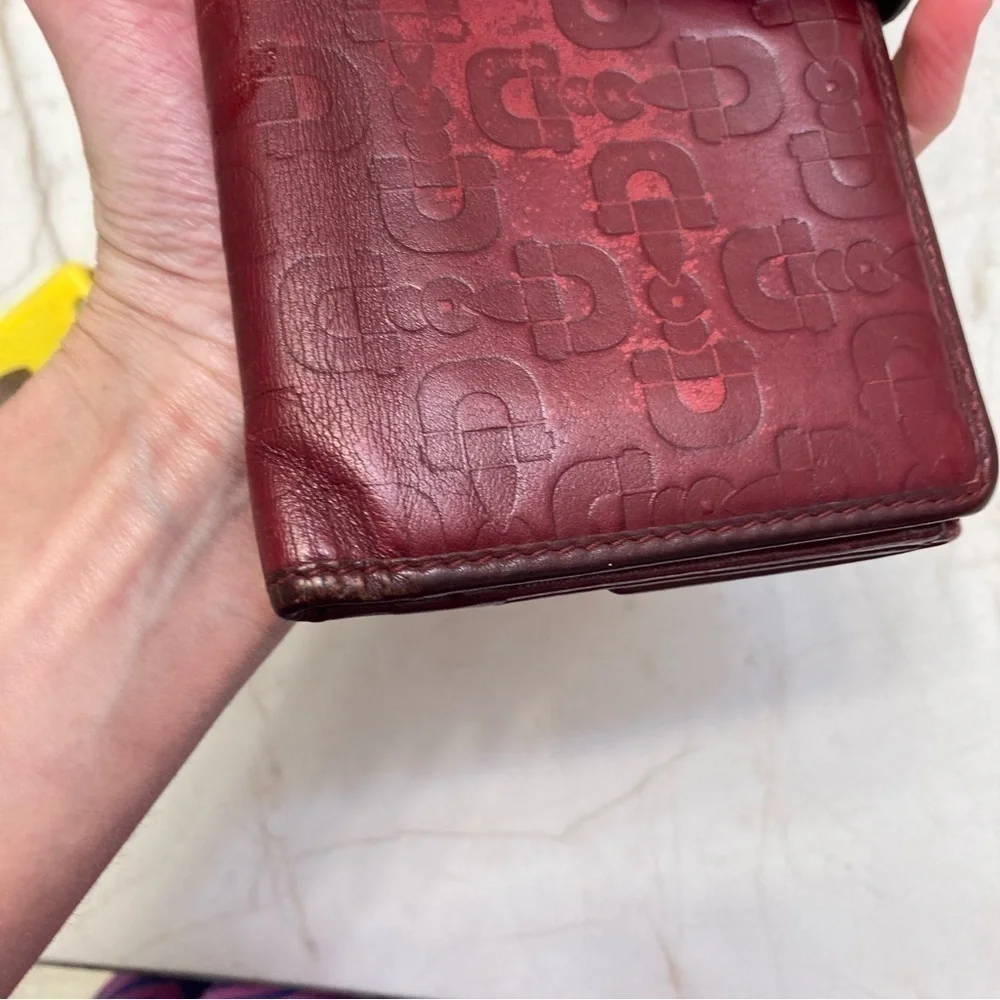 Gucci burgandy red leather embossed long wallet - Picture 6 of 12